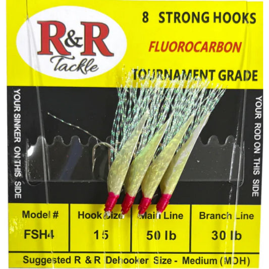 R&R Tackle Tournament Grade Sabiki Rig hooks with Flash & Fish Skin