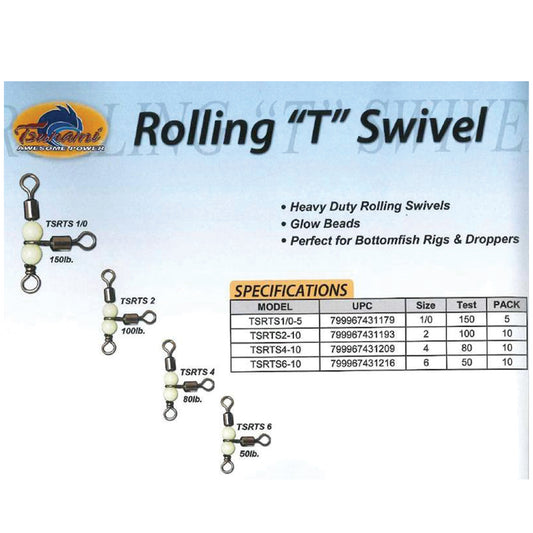 Tsunami Rolling T Swivel with Glow Beads