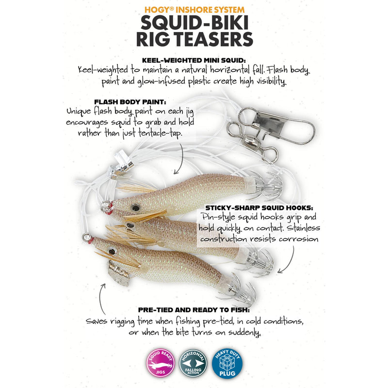 Hogy 2" Squid-Biki Rigs (3-Dropper 30lb Mono)