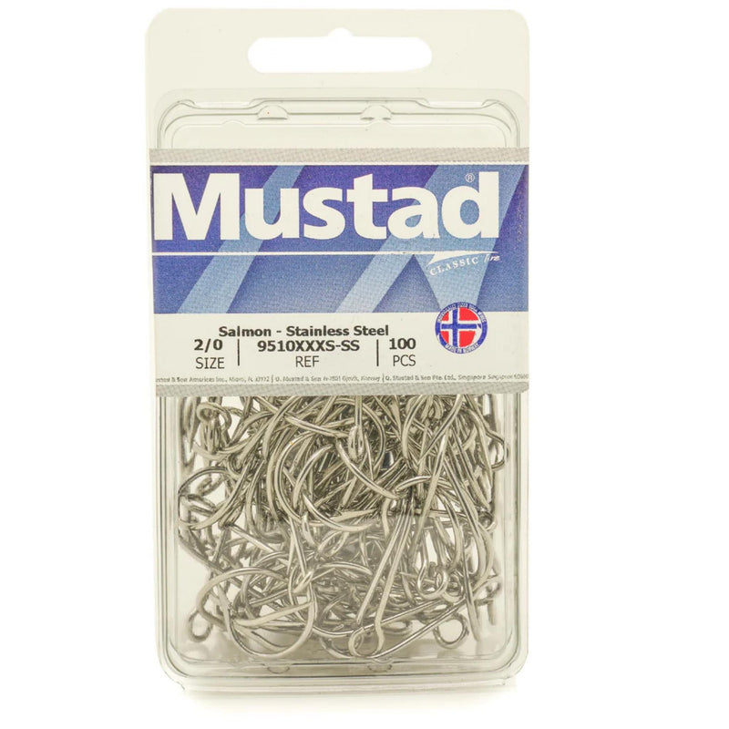 Mustad 9510XXXS-SS Stainless Steel Salmon Siwash Hooks - 100 Packs