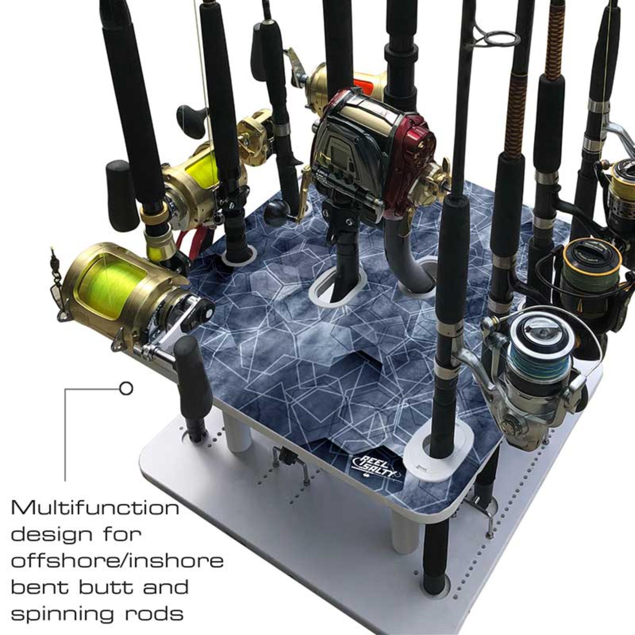 Reel Salty Dock or Garage Saltwater Storage Rack, 10 Fishing Rod Holde ...