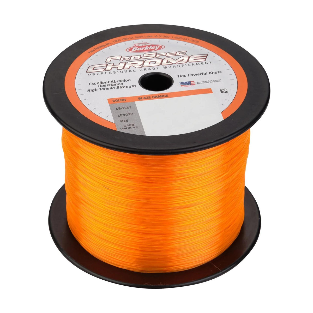 Berkley ProSpec Chrome Monofilament Fishing Line Blaze Orange Bulk Spools