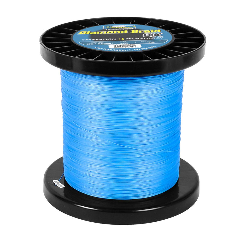 Momoi Diamond Braid Generation III Solid 8x Braided Line - Blue (3000 yd Spools)