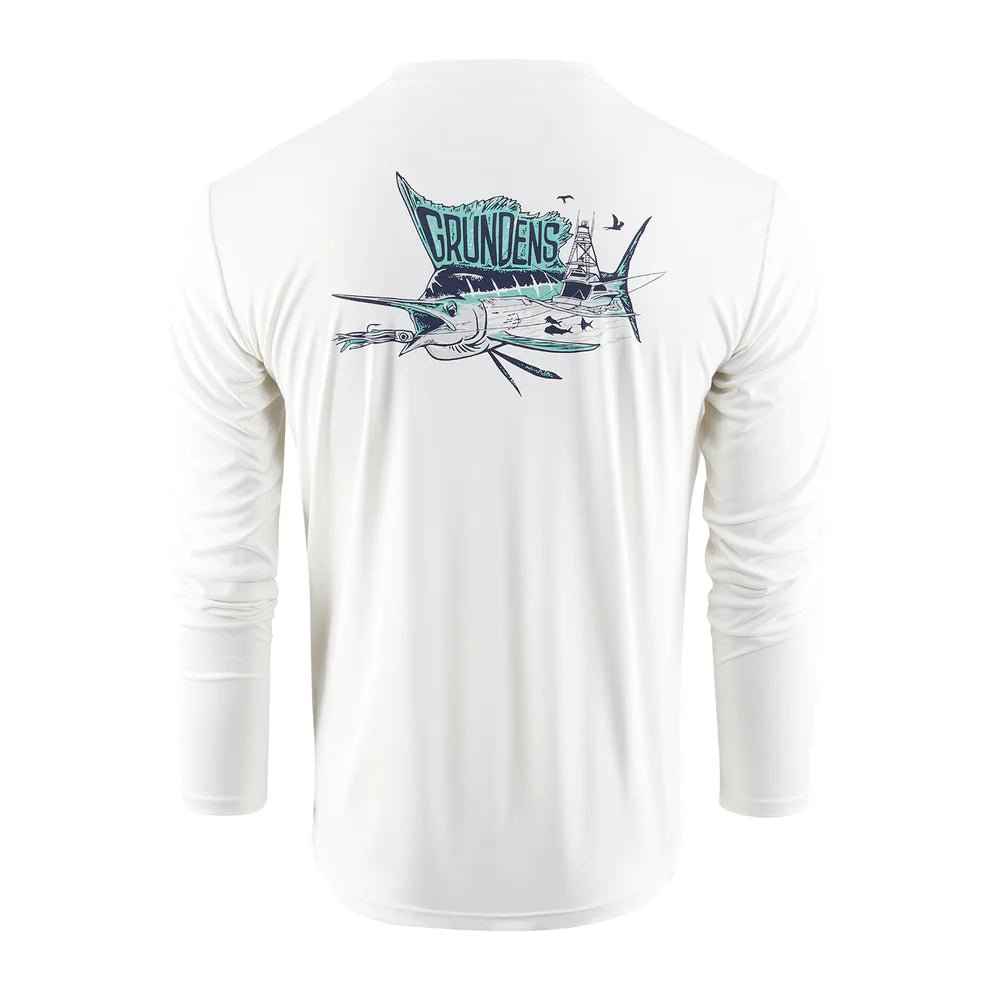 Grunden's Trophy Hunting Long Sleeve Technical Tee Shirt - White