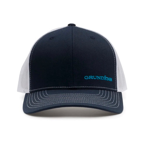 Grunden’s Offset Embroidered Logo Trucker