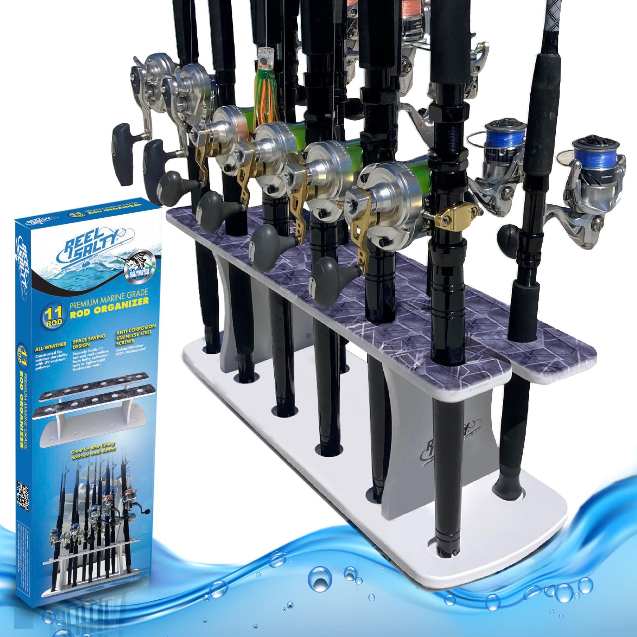 Two Level Reel Rack Reel Salty 11 Rod 2-Tier floor Rack | J&B Tackle — J&B Tackle Co