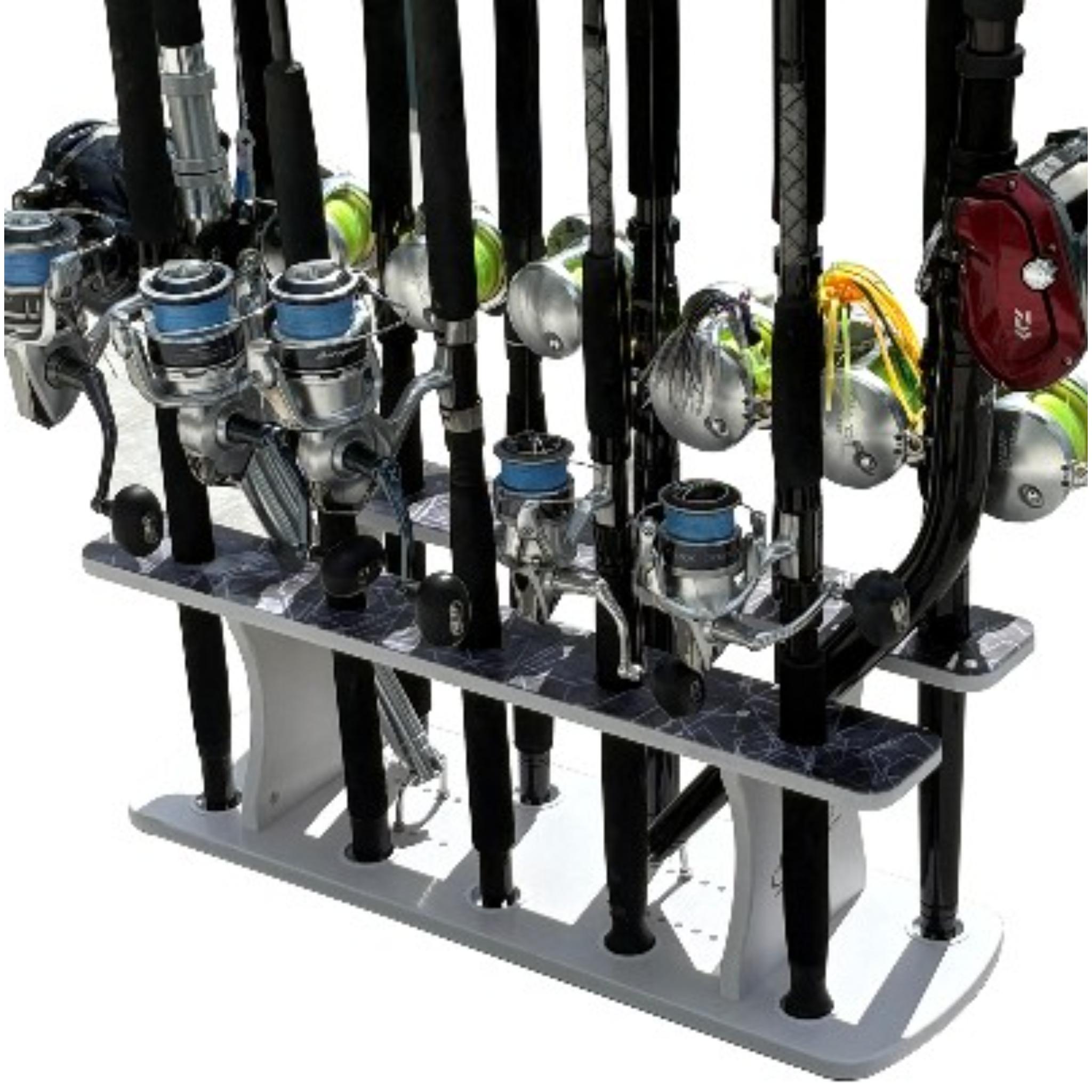 Two Level Reel Rack Reel Salty 13 rod 2-Tier Floor Rack | J&B Tackle — J&B Tackle Co