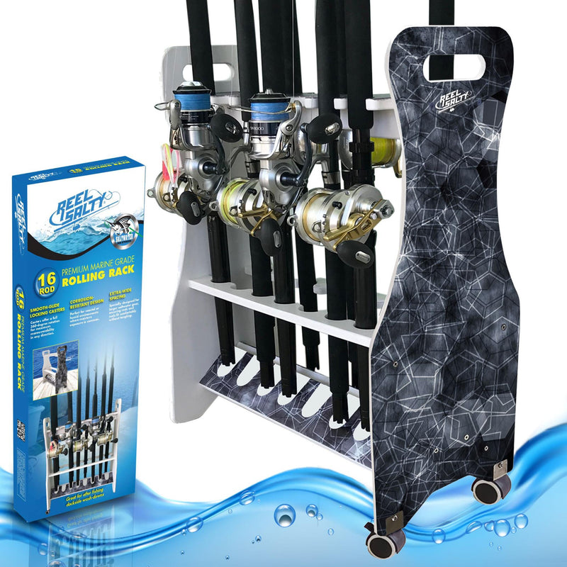 Reel Salty 16 Rod Rolling Floor Rack