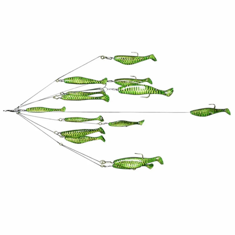 9er fishing lures 9" Rigged Shad Stingers 9er's 5 are teasers and 5 have hooks 6 Arm 6" Shad Umbrella