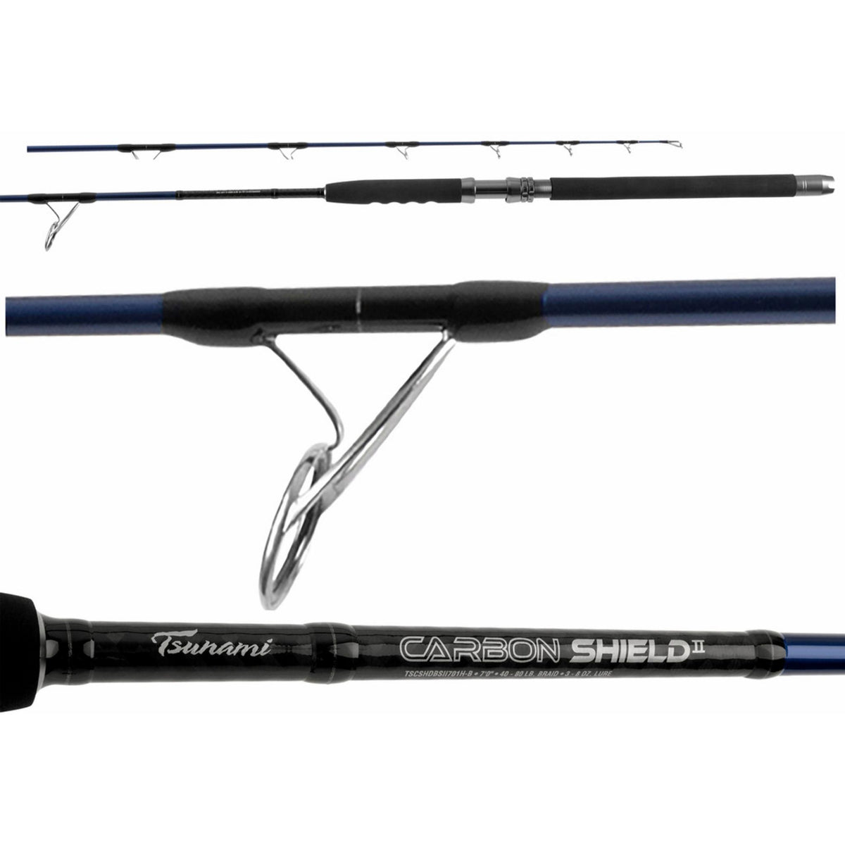 Tsunami Carbon Shield II Boat Spinning Popping Rod