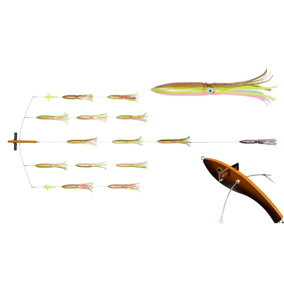 Carlson Offshore 36" Ultimate Bird Bar w/ 14 Fuku Squids