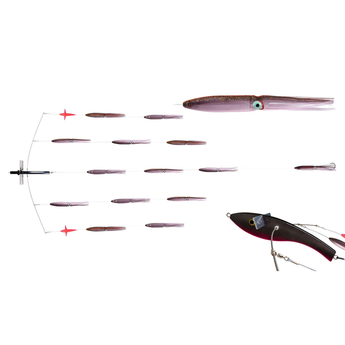 Carlson Offshore 36" Ultimate Bird Bar w/ 14 Fuku Squids