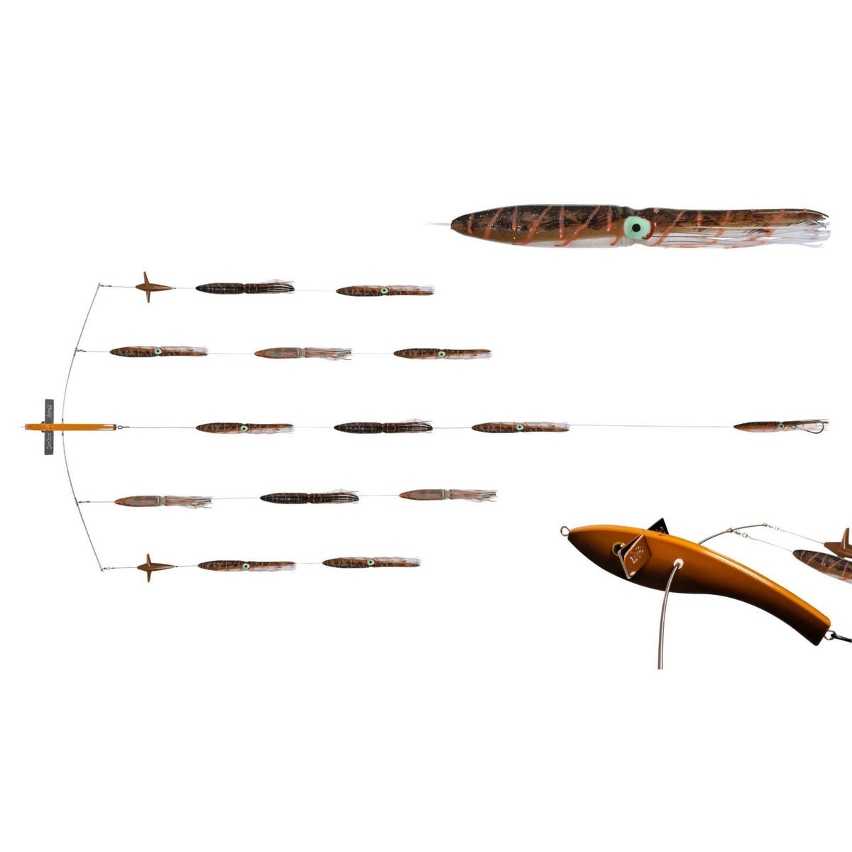 Carlson Offshore 36" Ultimate Bird Bar w/ 14 Fuku Squids