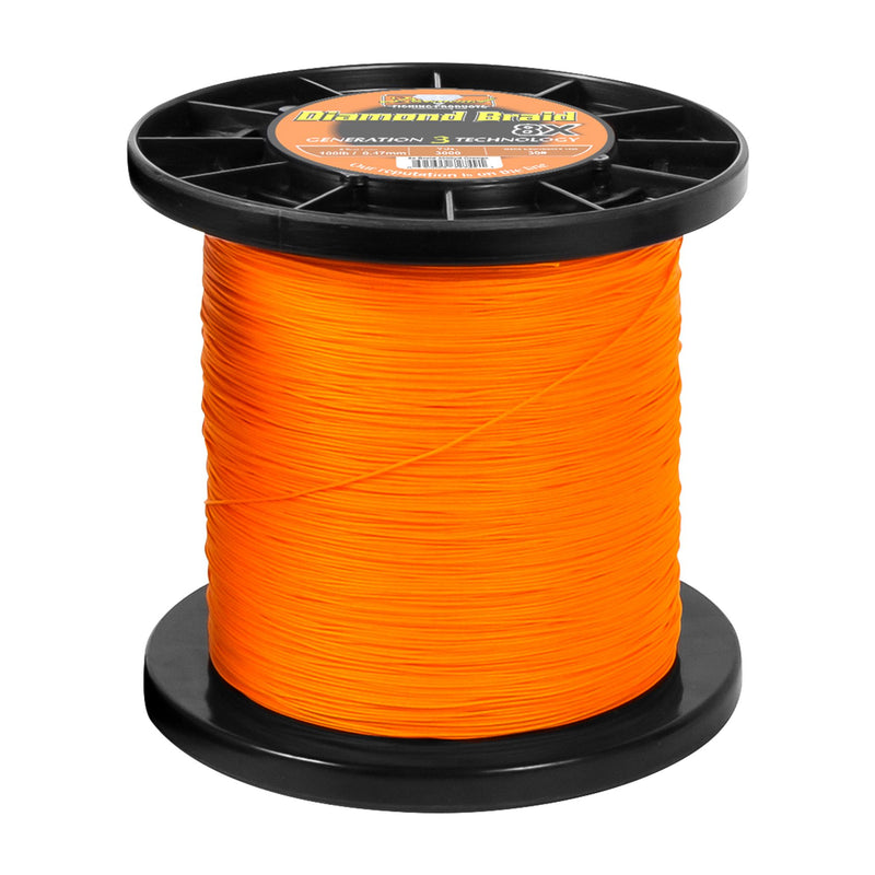 Momoi Diamond Braid Generation III Solid 8x Braided Line - Orange (3000 yd Spools)
