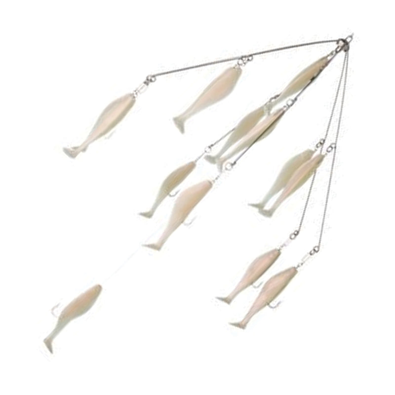 9ers 6 inch 6 Arm Shad Umbrella Rig (White) JB Tackle