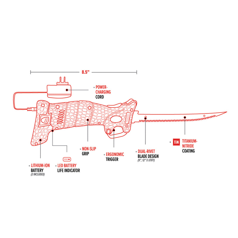 Bubba Blade Lithium-Ion Electric Fillet Knife Diagram JB Tackle