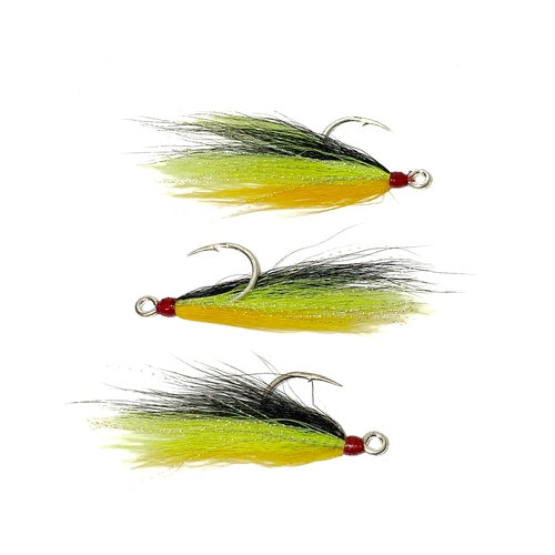 STRIPER-GEAR BUCK TAIL HOOK SIZE 1/0 YELLOW/CHARTREUSE/BLACK / QTY 3